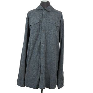 Eddie Bauer men's gray button front collared fleece shirt jacket‎ XLT